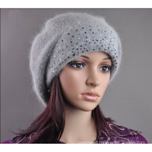 Womens Wool Angora Knitted Beads Slouchwarm Hat Beret Beanie (HW140)
